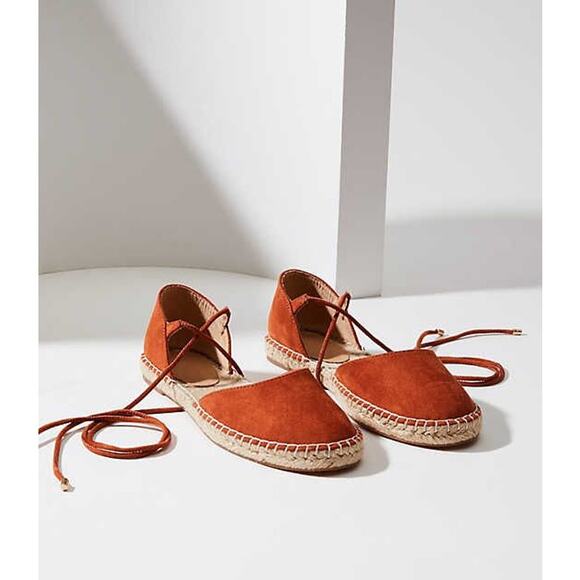 NWT Women's Loft Lace Up Espadrille Flat in Warm Rust size 9 Bohemian - Picture 1 of 4